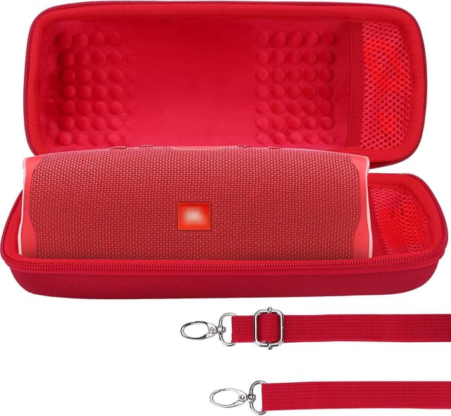 Detalle de Lebakort Hart Reise-Schutz-Hülle für JBL Charge 5 / Charge 4 (rot) mit Stauraum