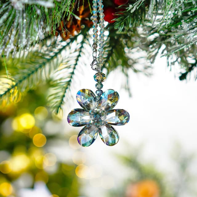 Thumbnail 6 de Crystal Flower Car Rear View Mirror Pendant with Pink Crystal Beads Charm Decor (Car or Home Hanging)