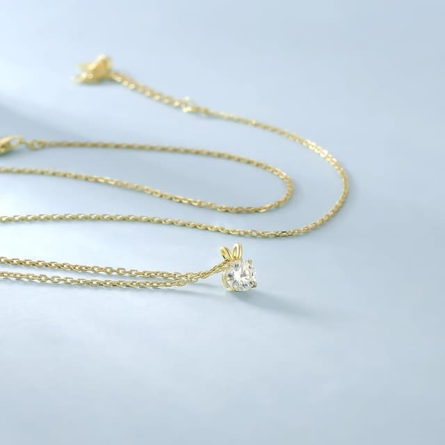 Detalle de KRKC&CO Moissanit-Anhänger-Kette aus 925 Sterling Silber (Solitär Halo) – Damen, VVS1, D-Farbe