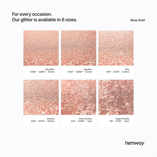 Thumbnail 2 de Hemway Ultra Sparkle Glitter Rose Gold 100g Chunky