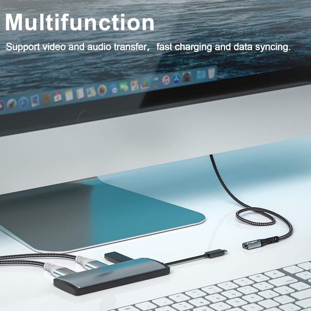 Detalle de Fasgear USB-C Extension Cable (USB 3.1 Gen 2) 10Gbps, 4K 60Hz – USB-C Male to Female, 6ft Black