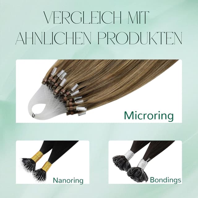 Thumbnail 6 de Easyouth Microring Echthaar-Extensions #P4/27 (Honigblond- / Gelbblond-Highlights) 40 cm, 50 g