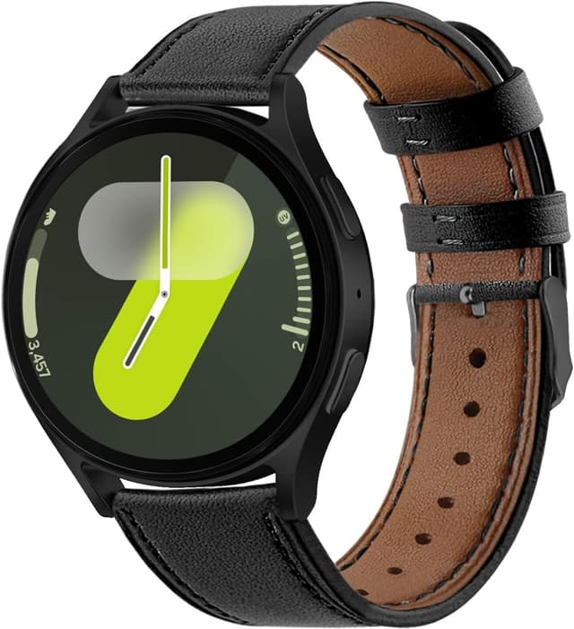 Detalle de Bracelet 20 mm en cuir pour Huawei Watch GT 3/GT 2 42 mm et Samsung Galaxy Watch (boucle noire)