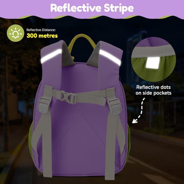 Detalle de PROTAURI Zainetto bambina 2-5 anni da 9,6L con cintura pettorale e sacca idrorepellente viola
