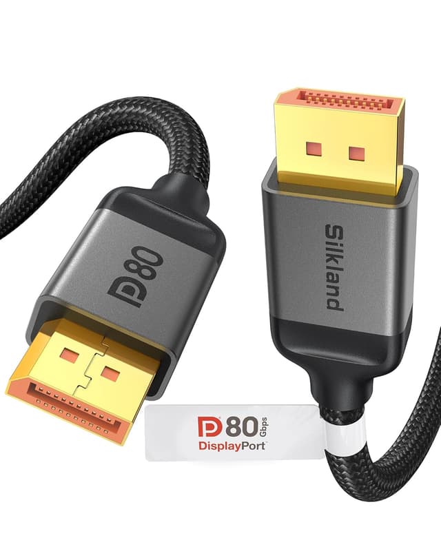 Detalle de Silkland DisplayPort 2.1 Kabel (DP80) 1,5 m – 80 Gbps, VESA-zertifiziert, für 8K@240 Hz und Gaming mit VRR
