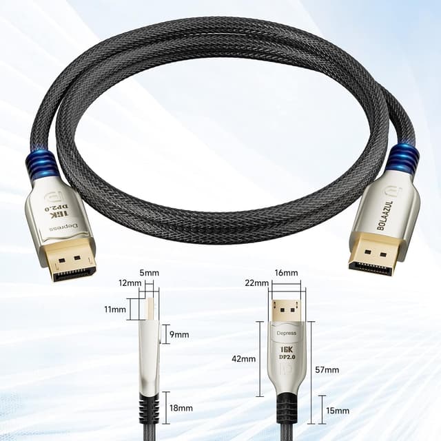 Thumbnail 6 de BolAAzuL DisplayPort Cable 4K 144Hz (3m) – DP 2.0 UHBR20, locking DP male to DP male, up to 16K