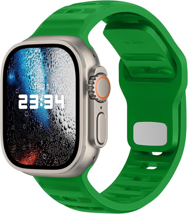 Detalle de Cinturino sport in silicone DONEGANI UC1 per Apple Watch (tutte le misure compatibili) Verde di Natale
