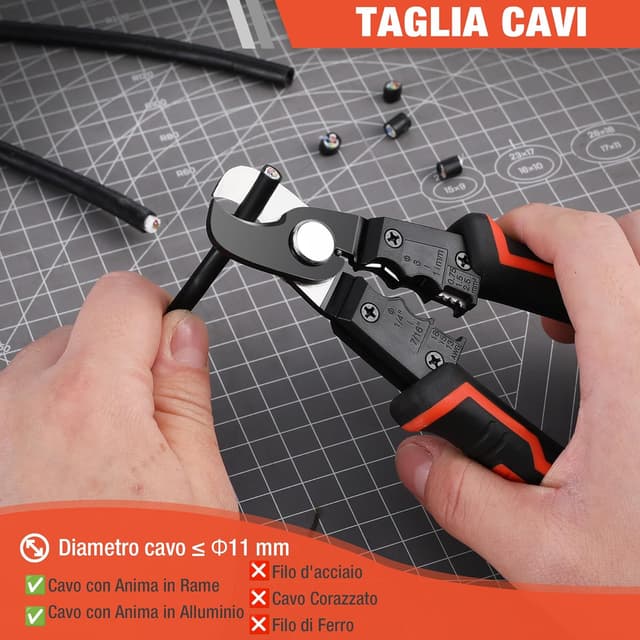 Detalle de ValueMax Tagliacavi Multifunzione 4-IN-1 da 17 cm con foro di spelatura e sezioni 0,75/1,5/2,5 mm²