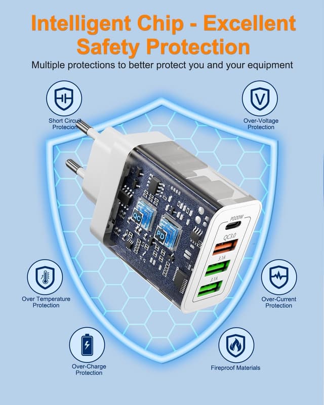 Thumbnail 3 de Caricatore 40W 4 porte USB C PD QC3.0