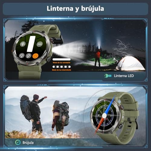 Detalle 2 de Baolubao Reloj Inteligente para Hombre con linterna, brújula y llamadas Bluetooth