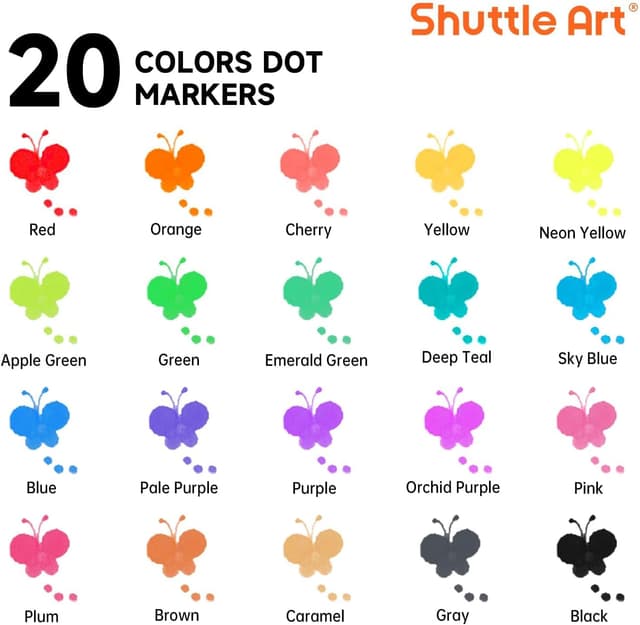 Detalle 2 de Shuttle Art Dot Markers – 20 washable dot markers for toddlers (non-toxic, water-based)