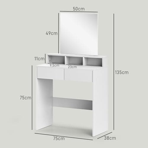 Thumbnail 6 de HOMCOM Tocador de Maquillaje con Espejo y Cajones
