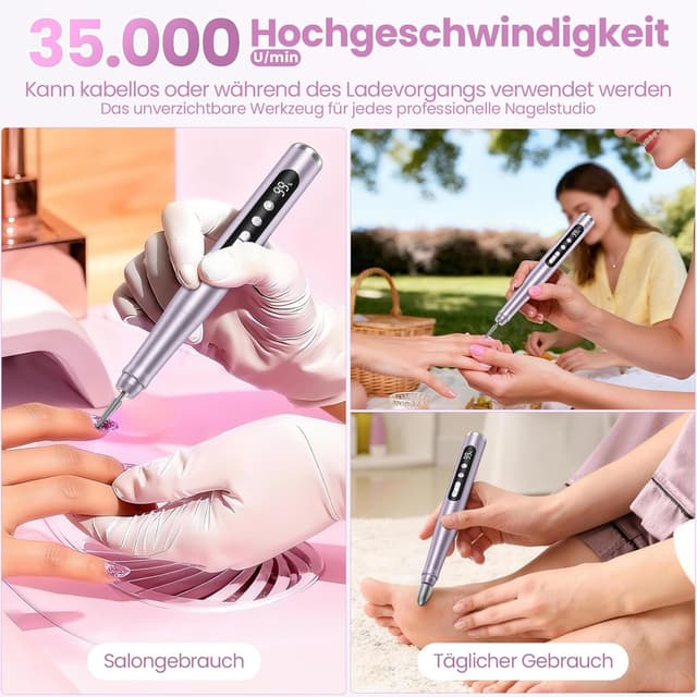 Detalle 1 de AOMEES Nagelfräser kabellos 35.000 U/min