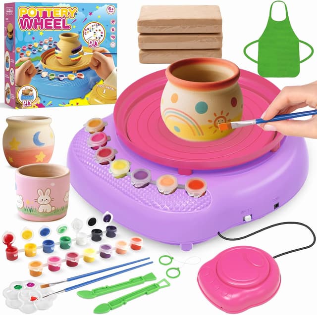 Detalle de TingingYuli Plato de alfarería para niños Rosa Lila