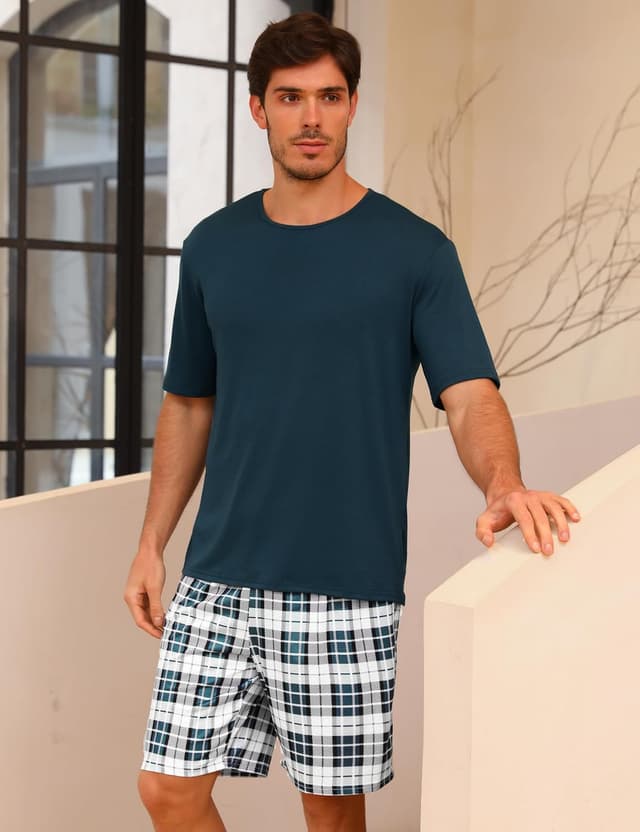 Thumbnail 2 de Uniexcosm Schlafanzug Herren Baumwolle Kurz Zweiteiliger