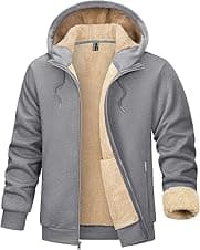 Detalle de TACVASEN Men’s Zip-Up Fleece Lined Sherpa Hoodie Coat with Pockets