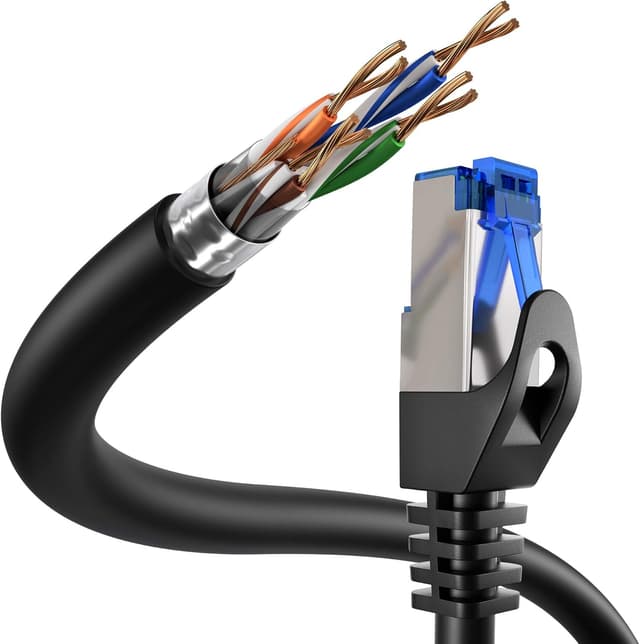 Detalle de KabelDirekt 10Gbps Ethernet & LAN Network Cable (RJ45) – 10m, black/silver