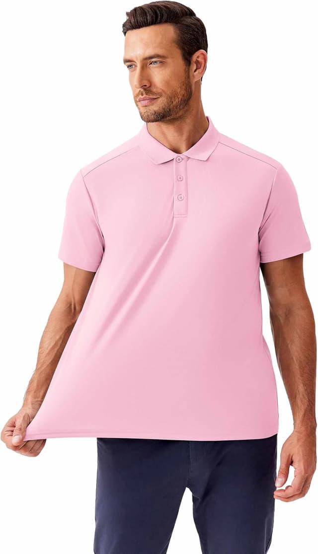 Detalle de PINSPARK Men’s Quick-Dry Golf Polo Shirt (Short Sleeve, Slim Fit, Solid)