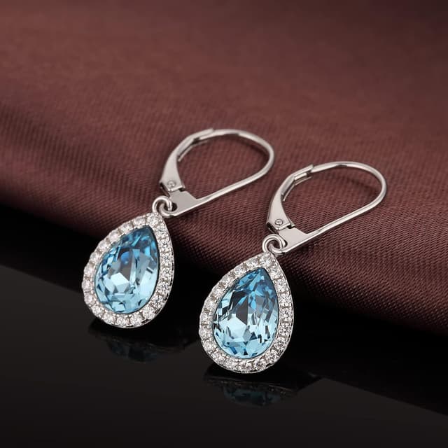 Detalle de jiamiaoi Hängende Tropfen-Ohrringe aus 925 Silber mit 18 Karat Weißgold-Plattierung (Zirkonia)