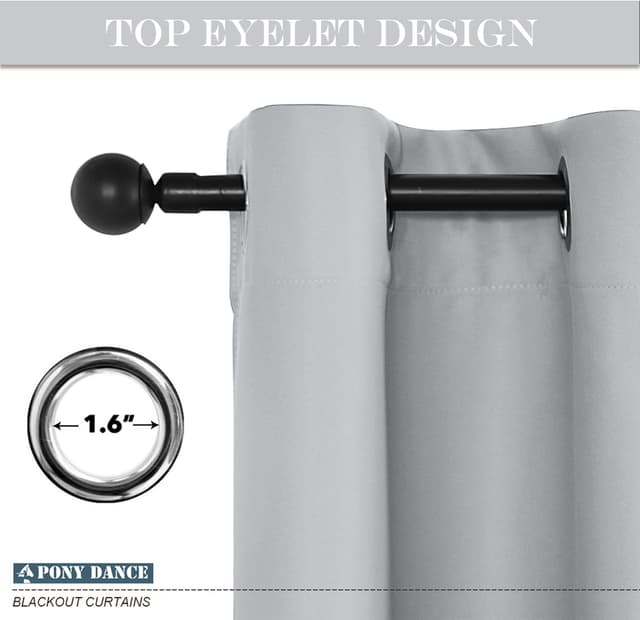 Detalle de PONY DANCE Blackout Thermal Curtains 90×96 cm 🪟