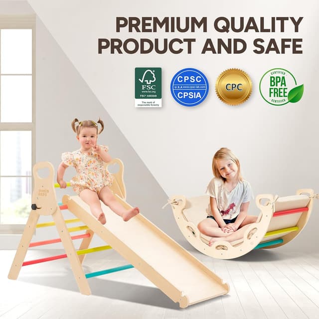 Thumbnail 3 de Indoor Klettergerüst ab 1 Jahr Montessori Kletterbogen mit Kissen