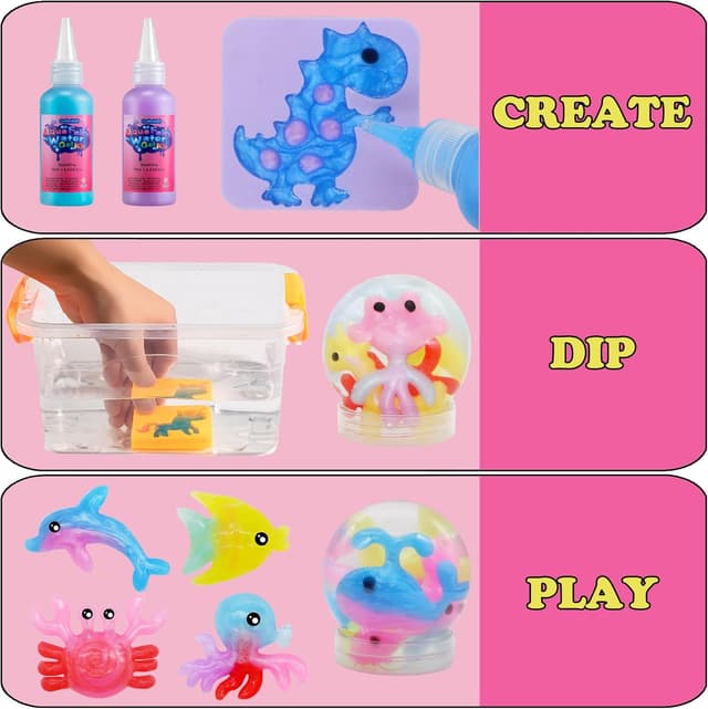 Detalle 2 de Golinkid Magic Water Elf Toy Kit (20 Bottles, 24 Molds) Aqua Fairy Water Gel Craft Set for Kids