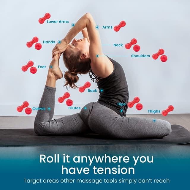 Detalle de Beenax Spiky Massage Ball Roller Set for plantar fasciitis and deep tissue relief