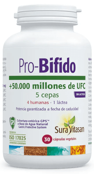 Detalle de Sura Vitasan Pro-Bifido 30 cápsulas (complejo con 5 cepas de Bifidobacterium)