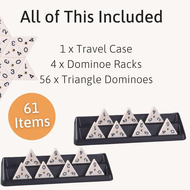 Detalle de Jaques of London Triangle Dominoes Game with brass spinner tiles and travel zip case