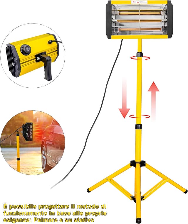 Detalle de DATOUBOSS lampada di polimerizzazione per vernici auto a infrarossi 1000W con timer 0-90 min