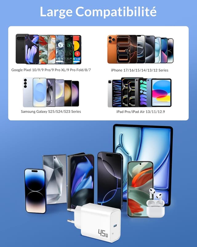 Thumbnail 5 de Chargeur USB C 45W GaN pour Pixel et iPhone