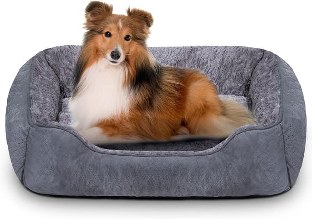 Detalle de Oveppy Dog Bed Large – super soft rectangle warming pet bed (grey, 30 x 24 x 9inch)