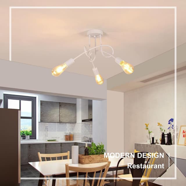 Detalle de Toolight lampadario industriale bianco a 3 luci E27 Ø40 cm (lampadine escluse)