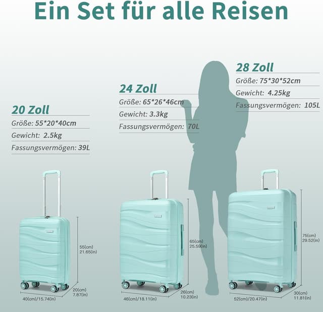 Thumbnail 5 de KONO Handgepäckkoffer Leicht Hartschale