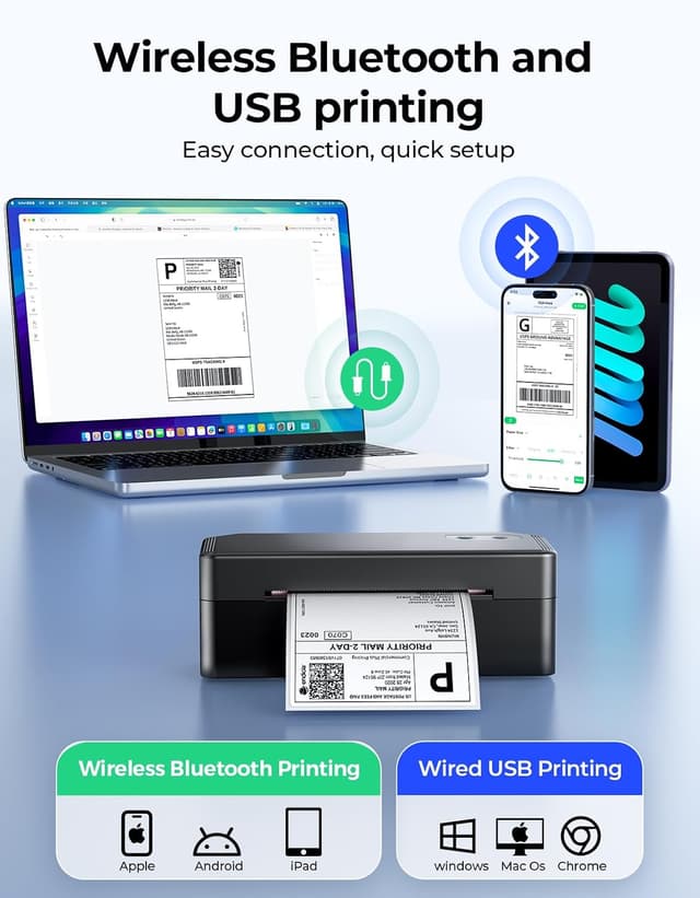 Detalle 2 de SVANTTO Bluetooth Thermal Label Printer 4x6 (Y42BT) for 4x6 shipping labels