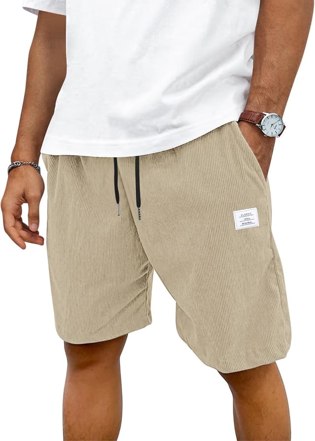 Detalle de TARAINYA men’s corduroy shorts in cotton blend with drawstring waist and pockets
