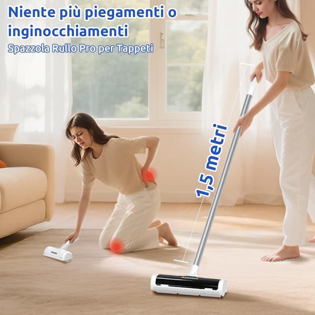 Detalle de ACE2ACE A3 PRO Spazzola rimuovi peli animali per tappeti con manico lungo 1,5 m, blu