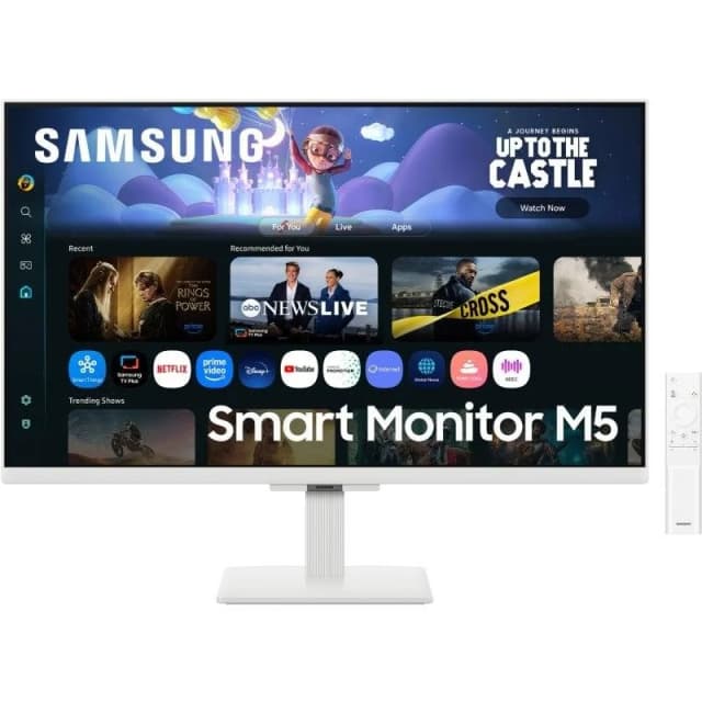 Detalle de Samsung Smart Monitor M50F M5 de 27" Full HD, 60 Hz, IPS con Smart HDR10, altavoces, WiFi y Bluetooth en blanco