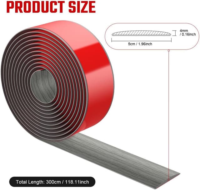 Detalle de Flintronic 3M PVC Laminate Flooring Transition Strip (5cm) – Self-adhesive threshold bar for joining floor gaps