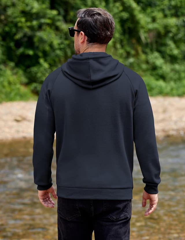 Detalle 2 de COOFANDY sweat à capuche homme doublé polaire à manches longues, poche kangourou et cordon