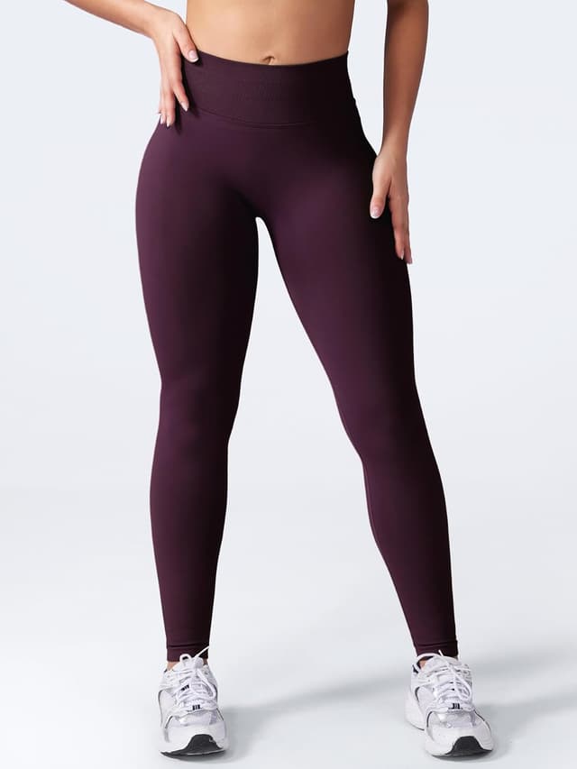 Detalle de VOYJOY Women Seamless Impact Scrunch Workout Leggings (Medium Waist, Tummy Control)