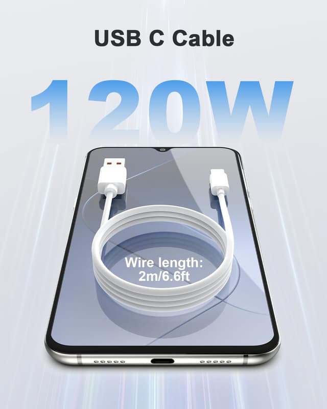 Detalle 2 de Jippofu 120W USB-C Ladekabel 2 m