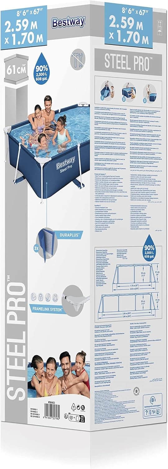 Thumbnail 2 de Bestway Piscine Fuoriterra 2,59 m x 1,70 m x 0,61 m