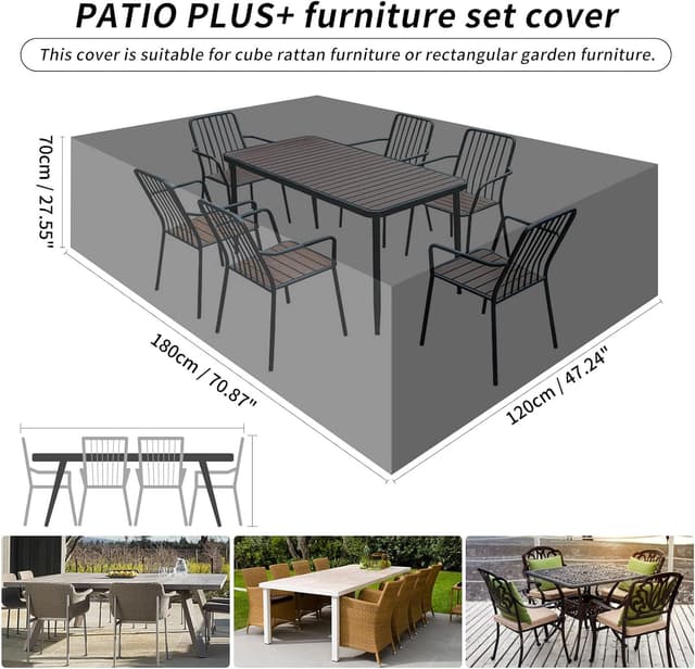 Detalle 2 de PATIO PLUS rectangular patio furniture cover (180x120x70cm) – waterproof, windproof and anti-UV