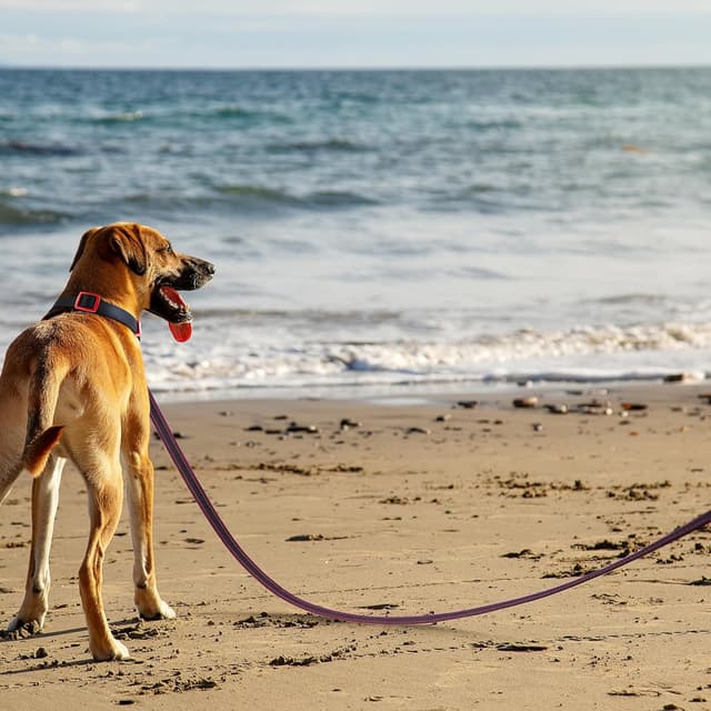 Detalle de Wisedog Schleppleine für Hunde mit reflektierenden Streifen (3 m) – Rückrufleine für Training, Tracking & Camping in Dunkelrot