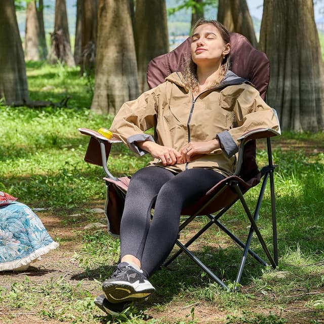 Detalle 2 de EVER ADVANCED Luxus Campingstuhl faltbar bis 160 kg mit hoher Rückenlehne (Hochlehner)