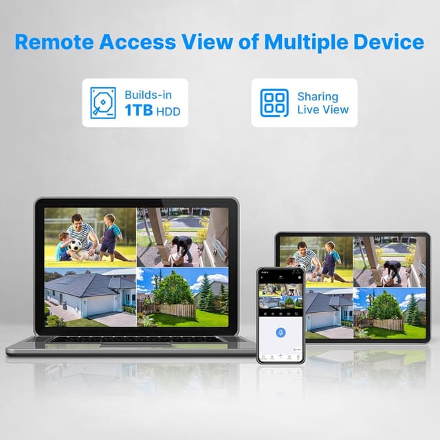 Thumbnail 6 de Hiseeu Kit videosorveglianza WiFi esterno 5MP con NVR 10CH, HDD 1TB e 4 telecamere PTZ