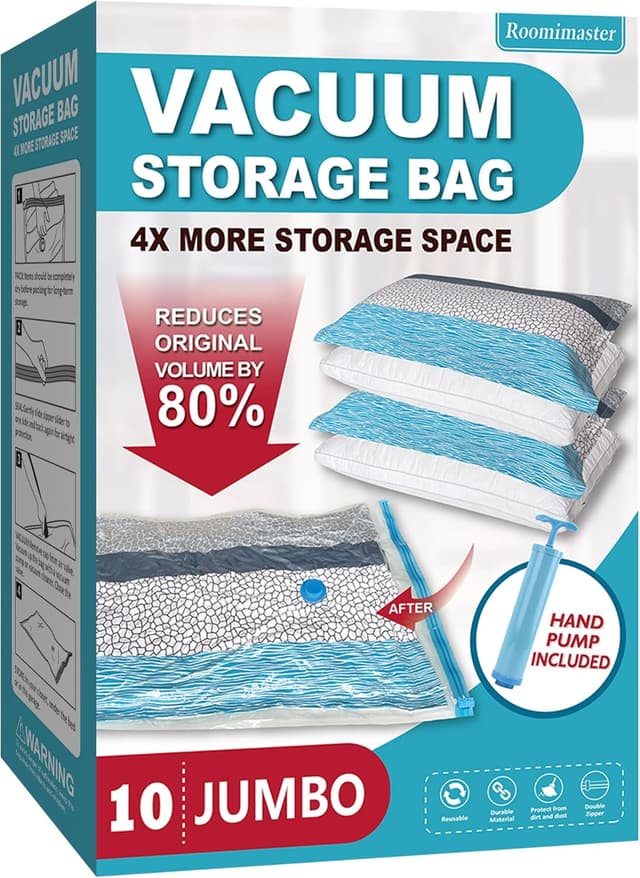 Detalle de Roomimaster Vacuum Storage Bags (10 Jumbo) for Clothing, Bedding, Travel & Carry-On