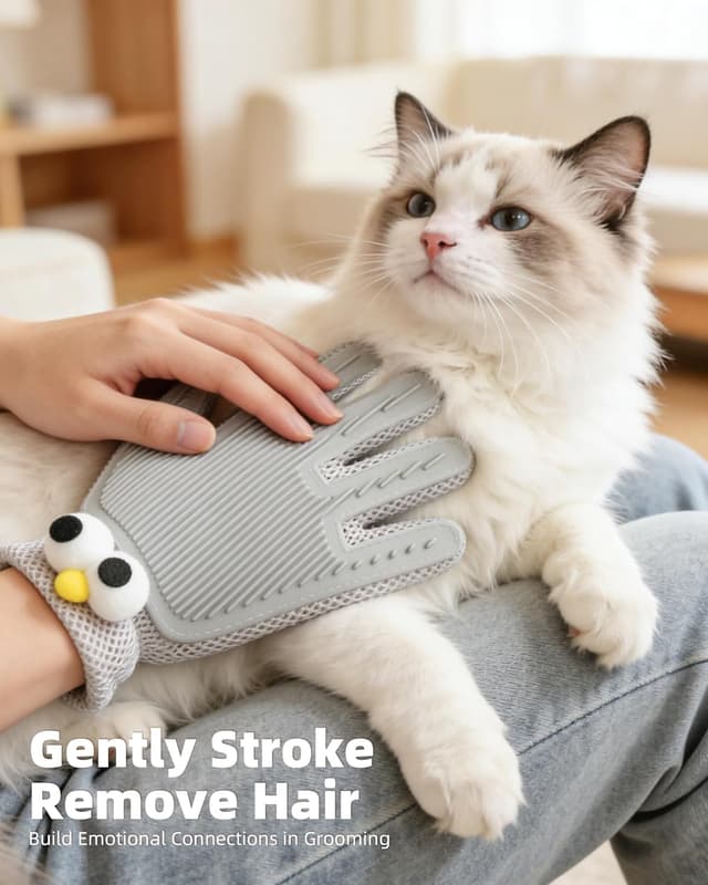 Detalle 2 de ETIALURE 2-in-1 Katzenhaarentferner Handschuh für Hunde, Katzen & mehr (1 Stück, Grau)