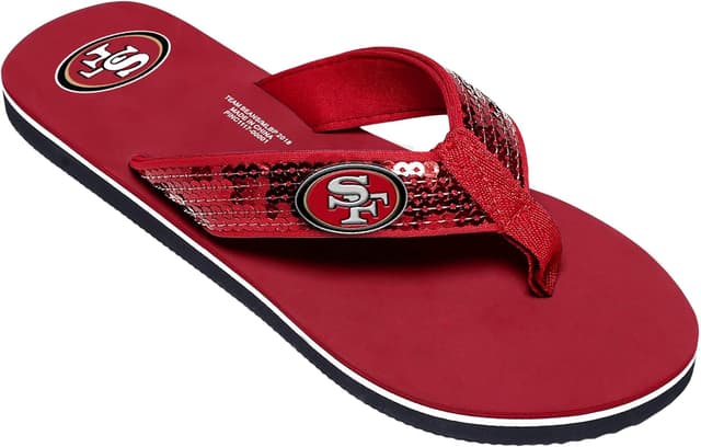 Detalle 2 de FOCO Women’s NFL Team Logo Sequin Strap Sandals (Flip-Flops)